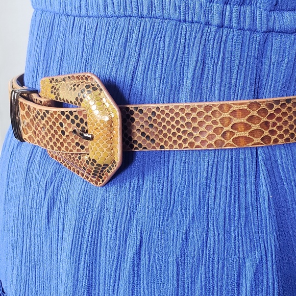 🆕 Faux Snake Skin Belt with Geometric buckle - Picture 6 of 6